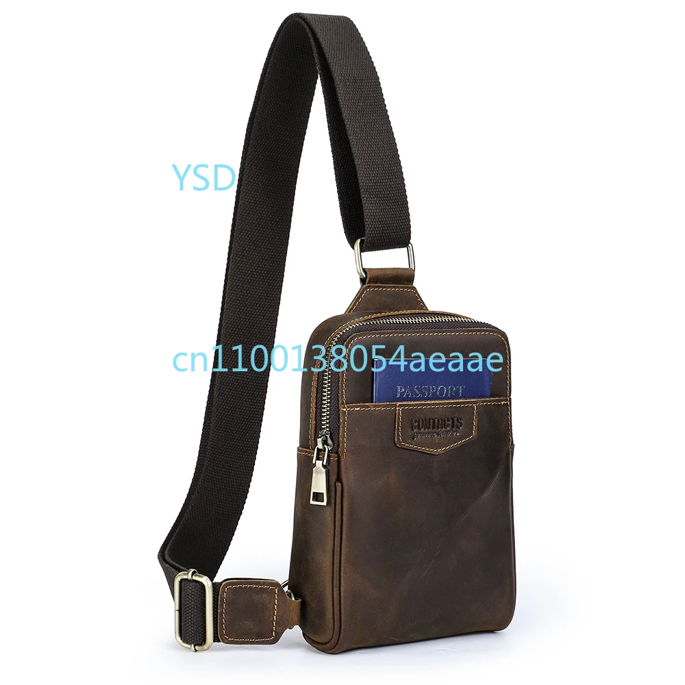 

Waist Chest Bag for Men, Small Genuine Leather Shoulder Crossbody Bags, a Mini Fanny Pack and Belt Bag.