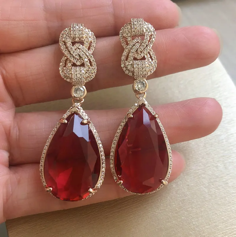 Bilincolor Mode Vintage Große Gelb Cubic Zirkon Ohrring für Frauen – Detail 3