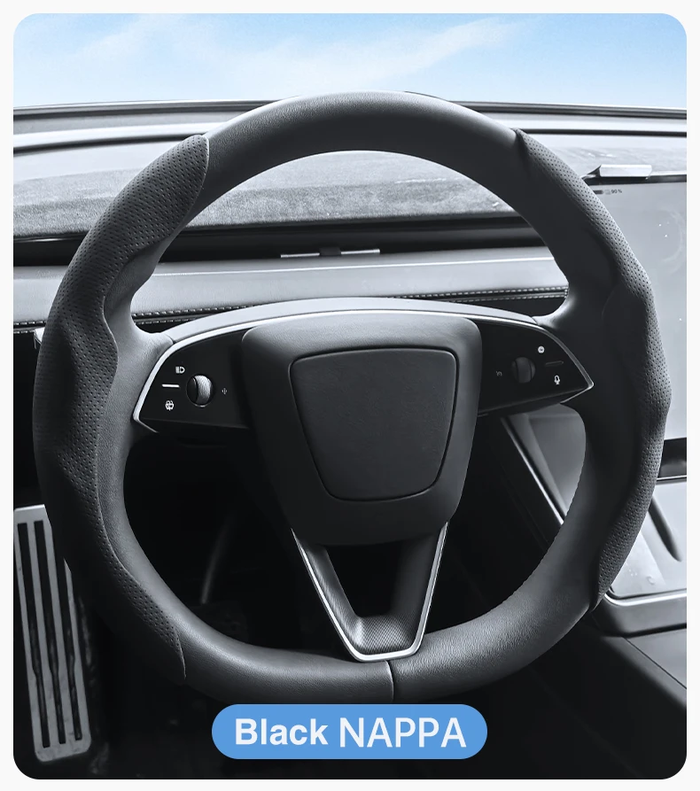 Heenvn Lenkradbezug für Tesla Model Y Juniper Model 3 Highland 2026+ – Ganzjahres-Universal-Wildleder-Lenkradbezug – Detail 12