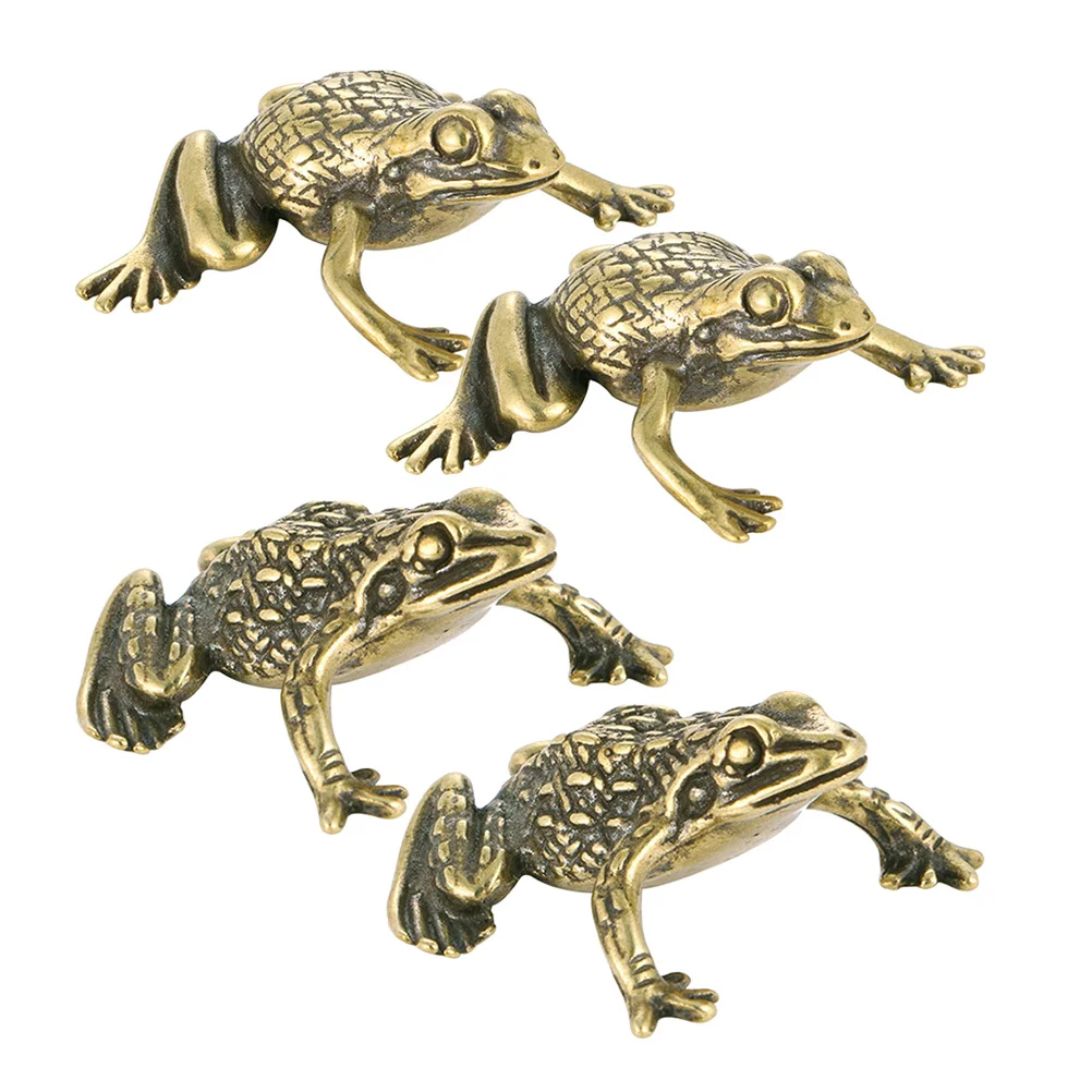 

1Set Brass Toad Frog Statue Vintage Desktop Decoration Wealth Frog Sculpture for Office Home Dining Room Table Decor