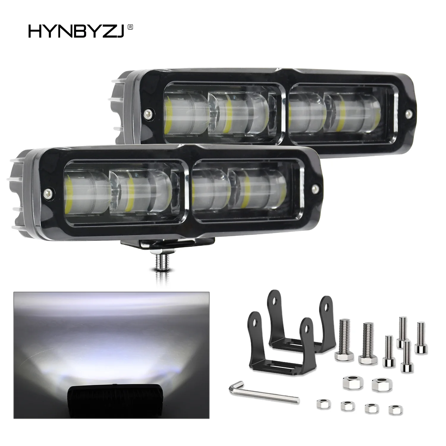 HYNBYZJ LED Work Bar Fog Light Spotlights  White/Amber Light Projector Lighthouse Offroad 200W 4X4 for  ATV SUV Motorcycle Light