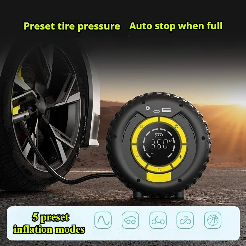 

Универсальный автомобильный насос для подкачки шин с функцией аварийного запуска двигателя, портативный, интегрированный, для автомобилей, аксессуары для подкачки воздуха