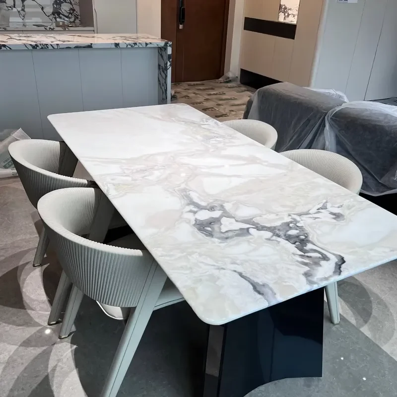 SW STONE Dover White Marble High-end Dining Table Natural Marble Long Oval Table Custom-made Modern Home Furniture