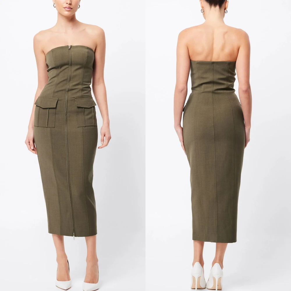 

Customized Elegant Low Profile Midi Dress A-Line Evening Dresses Formal Exquisite Occasion High Quality Prom Party Gown for Wome