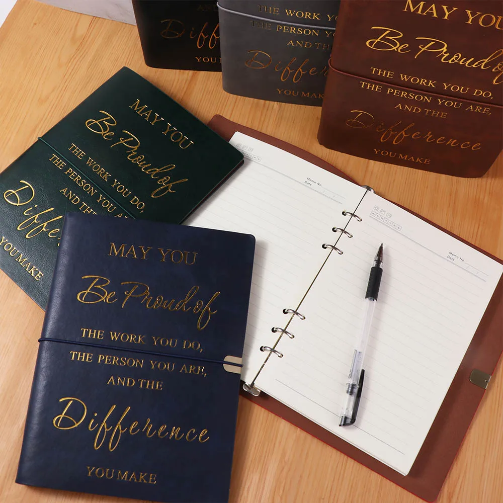 80 Sheets A5 English Notepad English Soft PU Leather Cover Handbook Wear-resistant Horizontal Line Loose-leaf Notebook Student