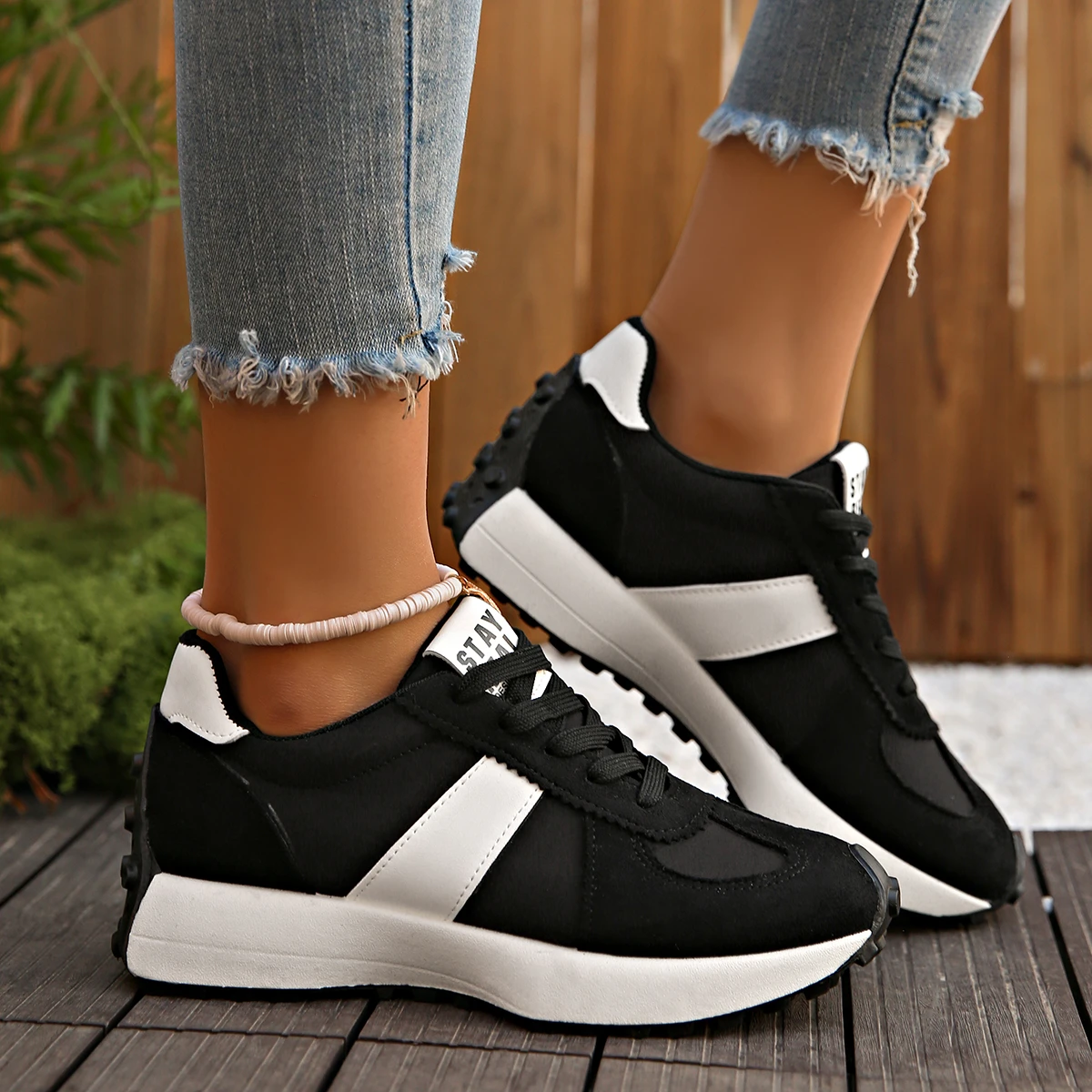 

Spring Autumn Hot Selling Round Head Sexy Elegant Thick Soled Sneakers Fashionable New Comfortable Flat Casual Shoes
