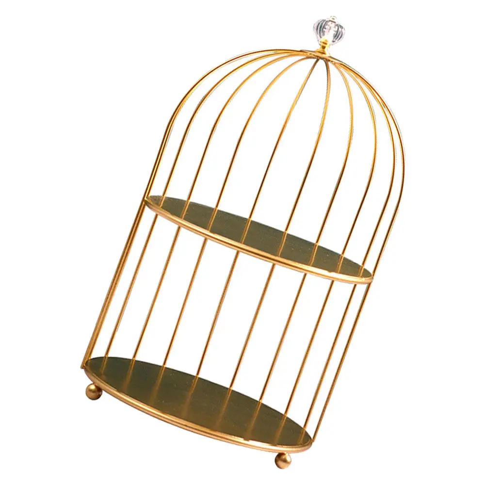 

Birdcage Design Double Layer Cosmetics Rack Exquisite Makeup Display Stand for Bathroom Countertop Cupcake Dessert Perfume Shelf