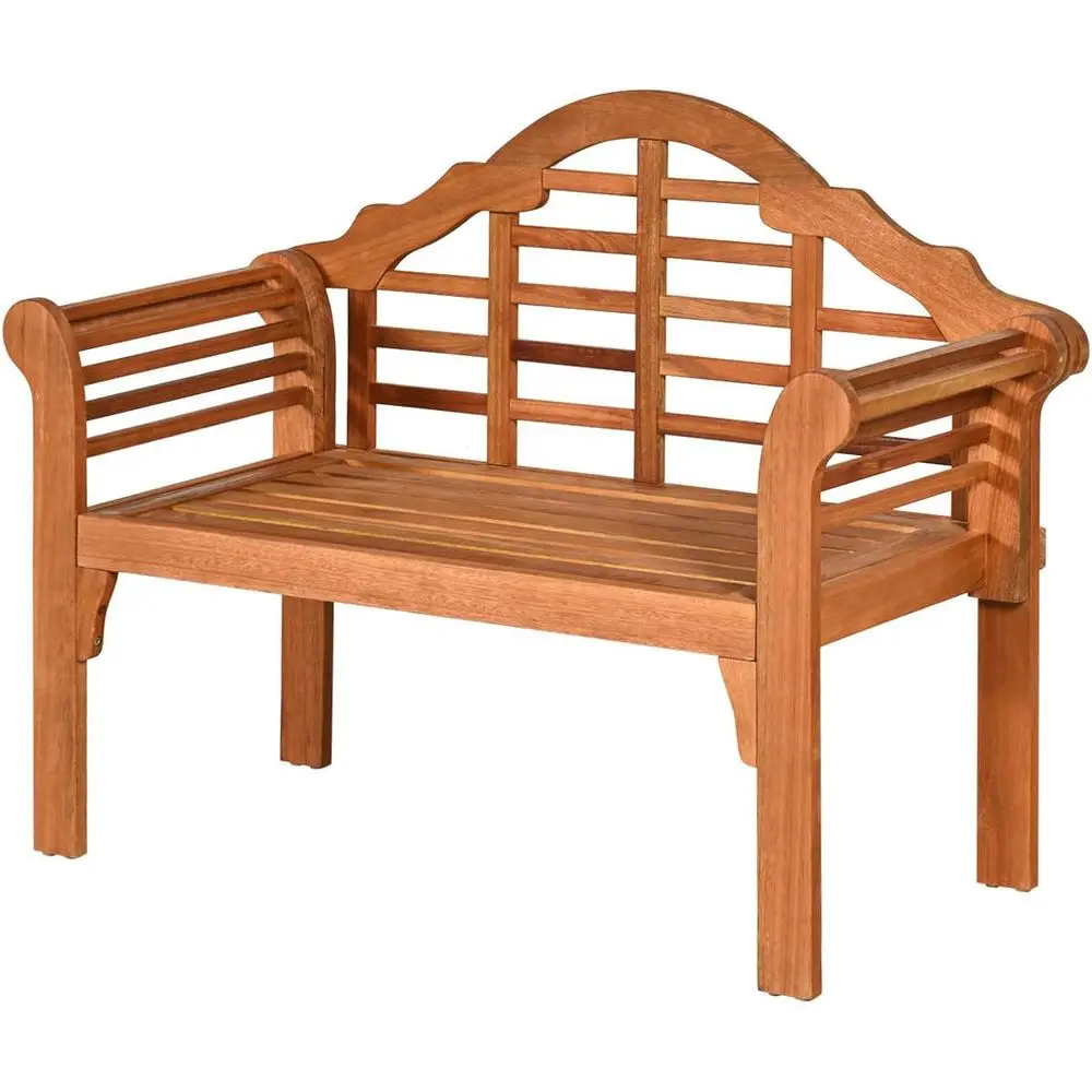 

Large 49 Solid Eucalyptus Wood Bench, 2-Person Outdoor Loveseat for Garden, Park, Deck, Porch, Poolside & Balcony