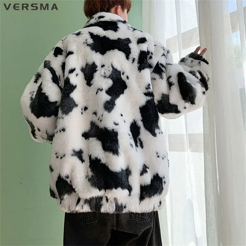 VERSMA Korean Harajuku Imitation Lamb Wool Jacket Coat Women Winter Thicken Oversized Hip Hop Faux Fur Male Parkas Dropshipping