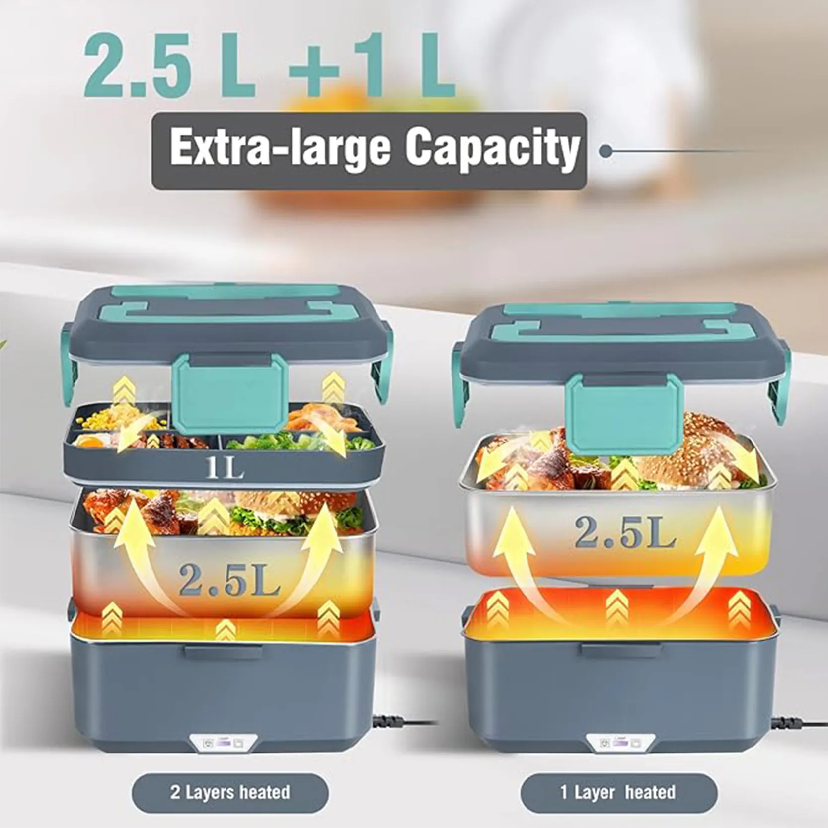 TINSOL Nuovo 3.5L Elettrico Riscaldato Lunch Box Nessun Acqua Riutilizzabile Cibo Riscaldato Lunch Box Auto Lavoro Riscaldatore Per Il Pranzo 90W Riscaldamento Veloce