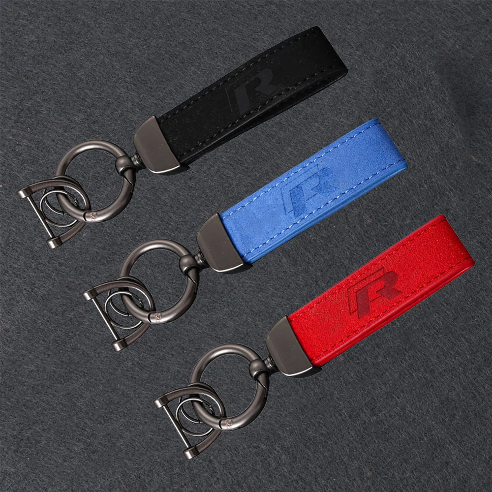

2026 Hot VOLKSWAGEN Suede Car Key Chains Holder Key Ring for Volkswagen Rline GTI Passat Touareg Tiguan Golf Bora Jetta Mk6 Beet