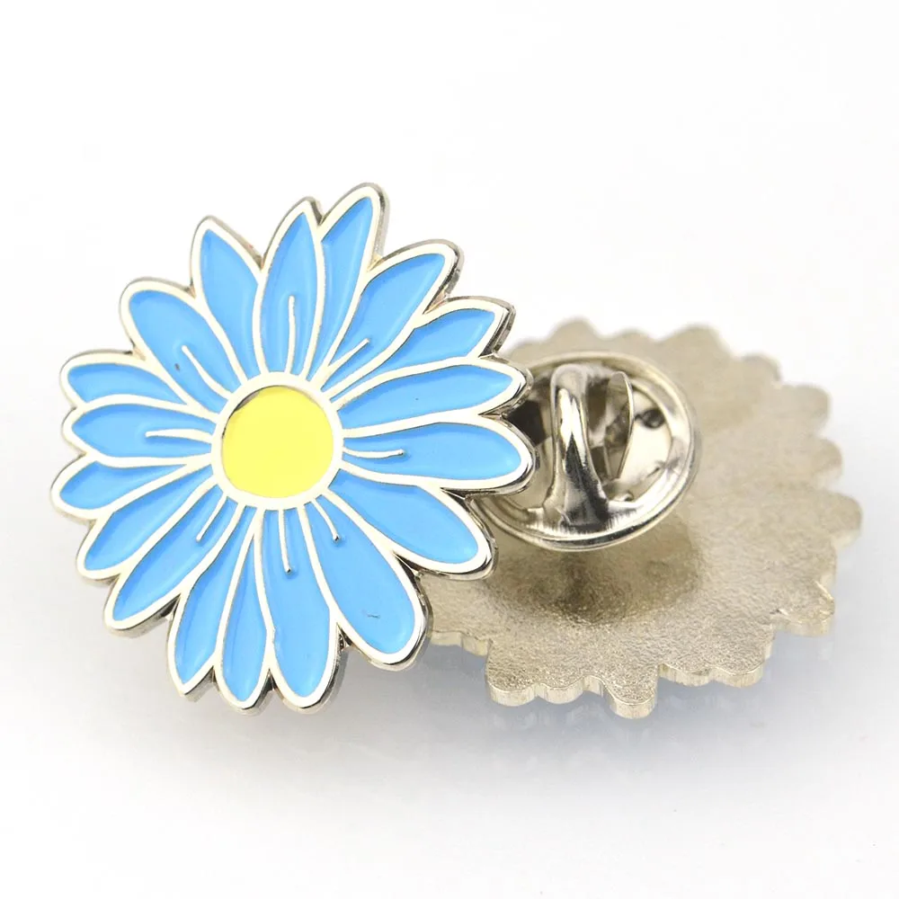 Enamel badges pin Good quality metal wholesale cheap flower round enamel lapel pin custom flower logo pin