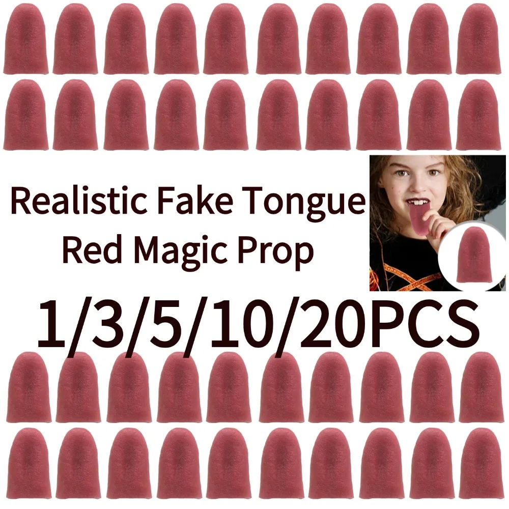 1/3/5/10/20PCS Red TPR Fake Tongue Realistic Magic Trick Prop Halloween April Fools Gag Toy Portable Prank Tongue for Magician
