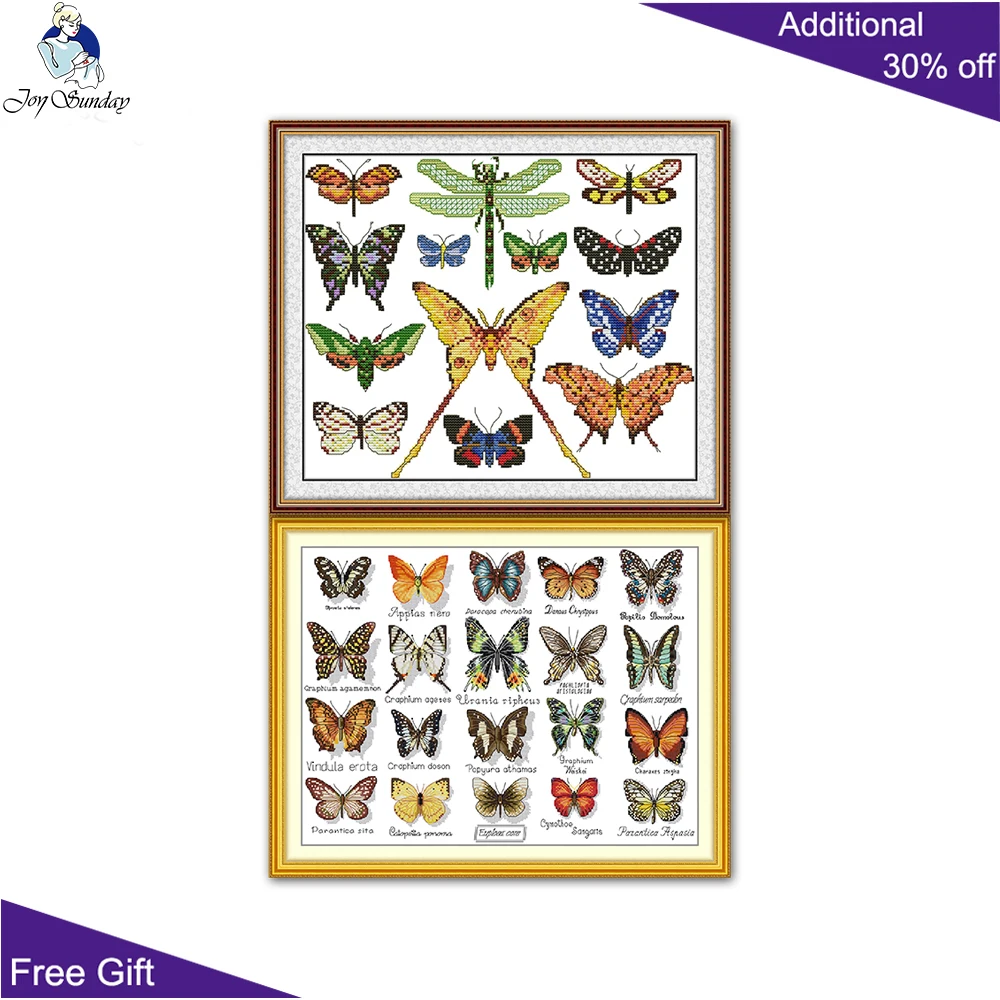 Joy Sunday драконы красочные образцы бабочек Вышивка крестом DB015 J779 насекомое домашний декор иглы искусство и рукоделие вышивка крестиком