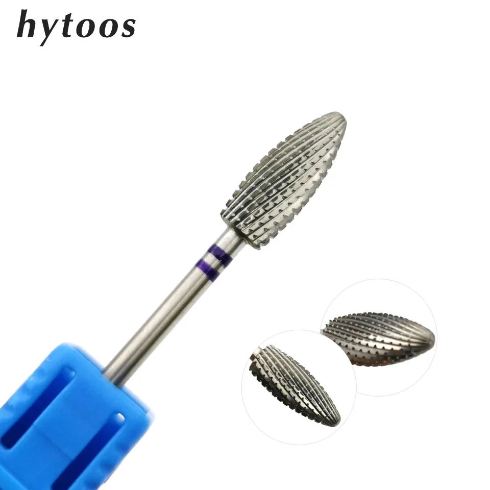 HYTOOS 6mm Flame Bits 3/32 Carbide Nail Drill Bit Milling Cutter For Manicure Nail Art Equipment Accessory Tools