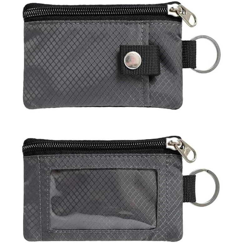 Small Wallet Waterproof Anti-Theft Travel Keychain Wallet Men Women Slim Zip Card Lanyard Wallet Badge Holder With ID Window