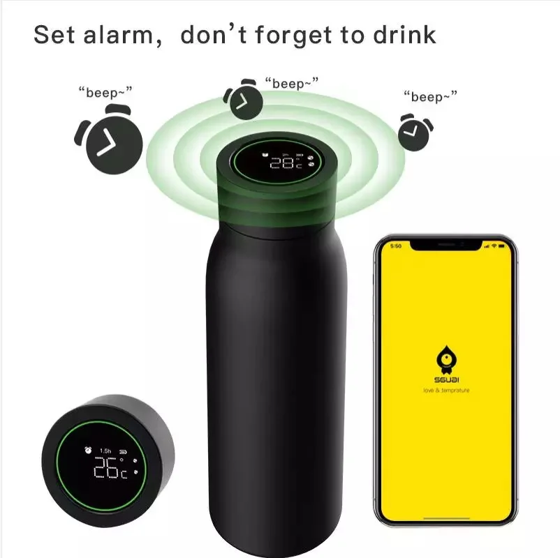 Smart Heat Cup LCD Temperature Display Water Consumption Record Bottle Work With Smart Life/Tuya APP Gagets Fast Delivery Tool