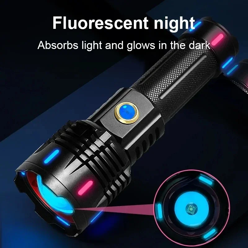 Powerful Ultra Bright Long Range Flashlight Type-C Rechargeable 5 Light Modes Portable Hand Lamp for Outdoor Camping Hiking