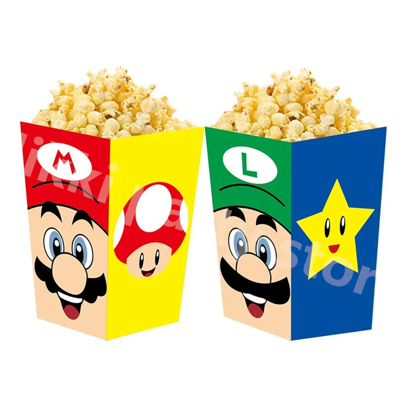 New Mario Box Popcorn Paper Box Super Mario Bros Party Favors Candy Box Cardboard Boxes for Gifts Gift Box Packag Baby Shower