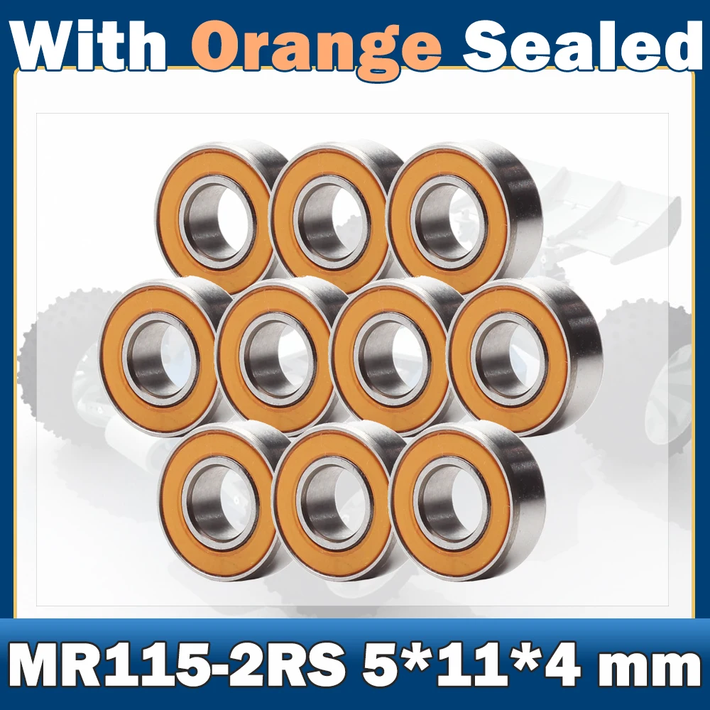 

MR115RS Bearing ( 10 PCS ) 5*11*4 mm ABEC-7 Miniature MR115-2RS Ball Bearings Orange Sealed MR115 2RS Bearing