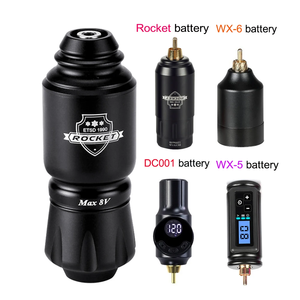 

Tattoo Machine Kit Complete Rotary Rocket Mini Tattoo Pen with RCA Interface Wireless Tattoo Power Supply for Tattoo Body Art