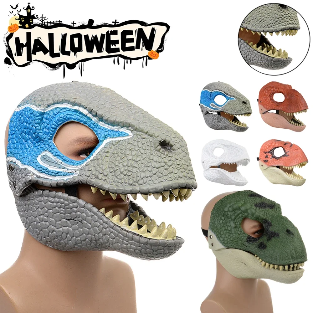 Dinozaura na Halloween maska Horror dinozaur nakrycia głowy Raptor rekwizyty przerażające przyjęcie Halloween dekoracja najlepsze prezenty dla dzieci