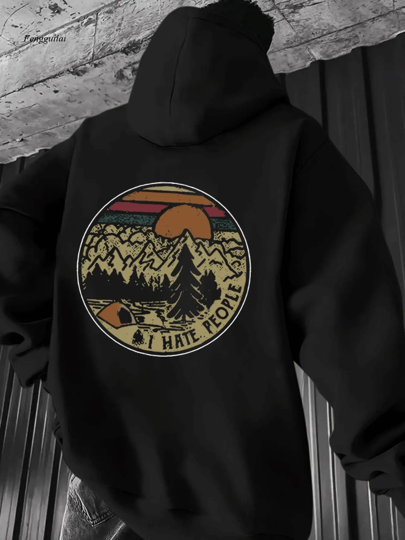 Felpa con cappuccio casual e comoda |   Top versatile autunnale e invernale a maniche lunghe alla moda con foresta di montagna di neve