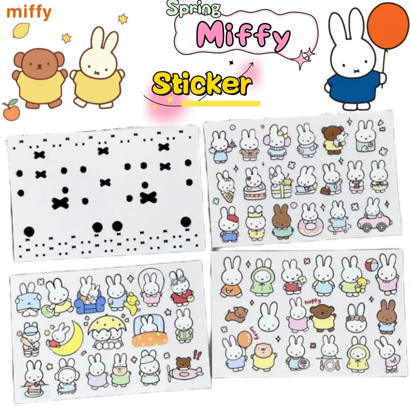 Adesivo Impermeável Miffy Boris de Alta Qualidade com Estampa de Desenho Animado para Capas de Celular Masculinas e Femininas, Copos e Decoração de Grafite