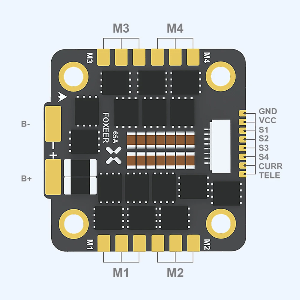 FOXEER Reaper F4 128K 65A ESC BLHeli32 4in1 3-8S Lipo Input Signal DShot 150/ 300/ 600/ 1200/ MultiShot/OneShot for RC FPV Drone thumbnail 6