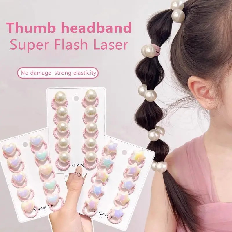 10 Stück Niedliche Haarbänder für Babymädchen mit Cartoon-Herz- und Sternmotiven, Elastische Haargummis für Kleinkinder, Kinder-Haarbänder, Kopfbedeckung, Neu – Detail 1