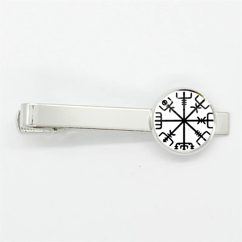 بوصلة فايكنغ رونية ثلاثية الثالوث القديمة ، مشبك ربطة عنق زجاجي بنمط رمز أودين ، مشابك ربطة عنق بلون فضي للرجال ، مجوهرات ساحرة ، جديدة #5