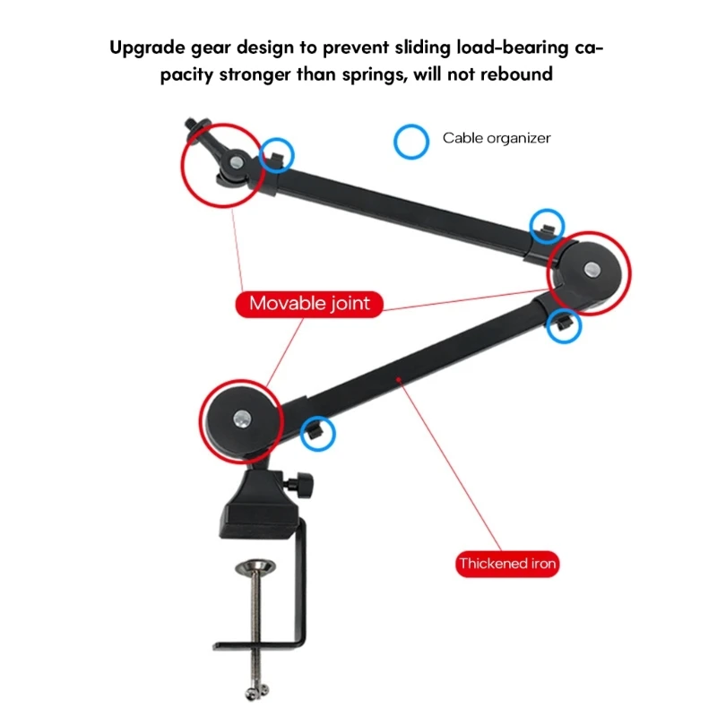 Professional Metal Microphone Arm Stand Stable and Durable Microphone Holder Perfect for Recording and Podcasting