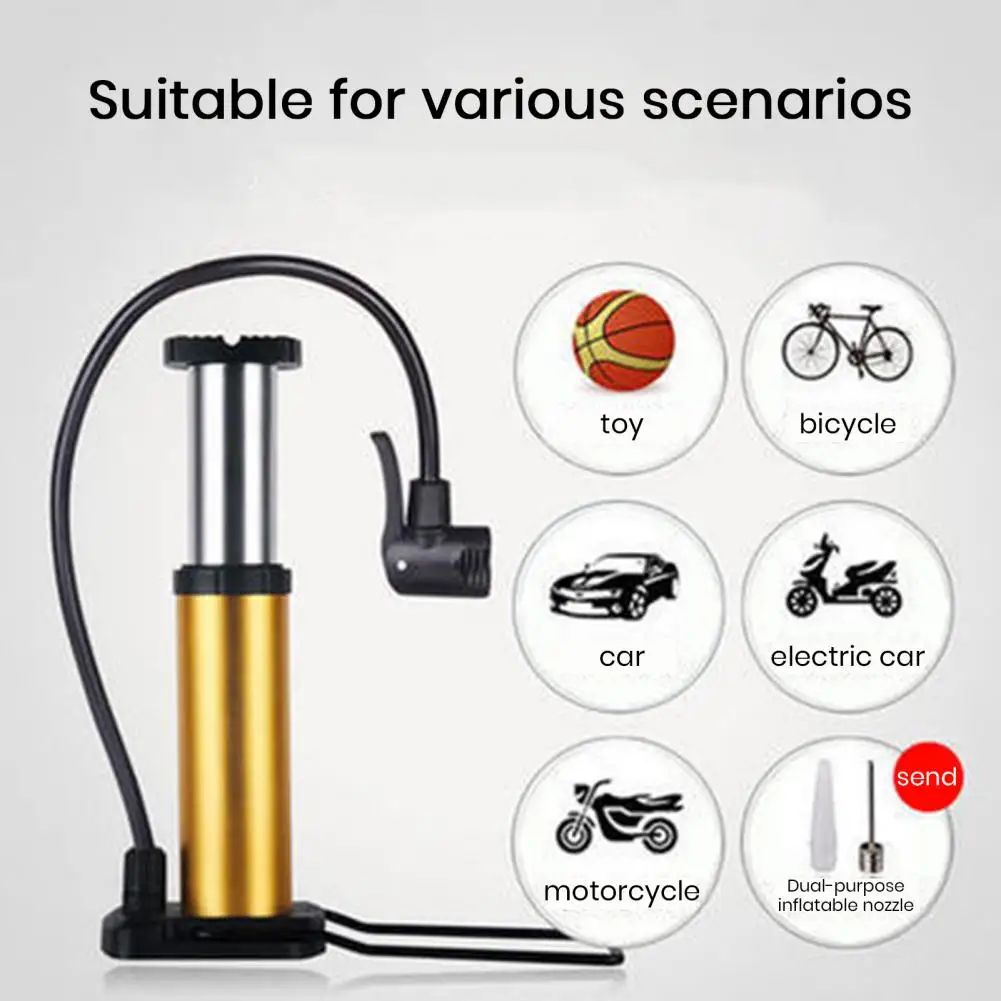 Bike Floor Pump Non-slip Base Reusable Flexible Hose Aluminum Alloy Portable Mini Bike Pump Bicycle Tire Floor Pump