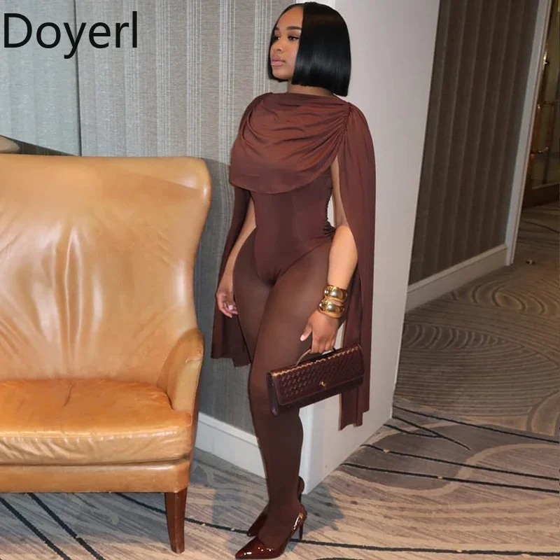 مثير النادي الليلي ثوب بودي كون امرأة وزرة بقماش شفاف المرقعة كيب طوق نحيل قطعة واحدة السروال القصير و حللا Catsuit #3