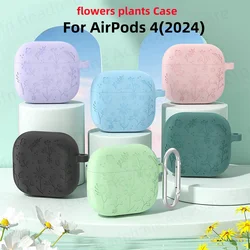 ﻿3D flower case for New AirPods 4(2024) with Keychain and Cleaning Kit Soft Silicone Cartoon Cute Cover Airpod 4 Protective Case