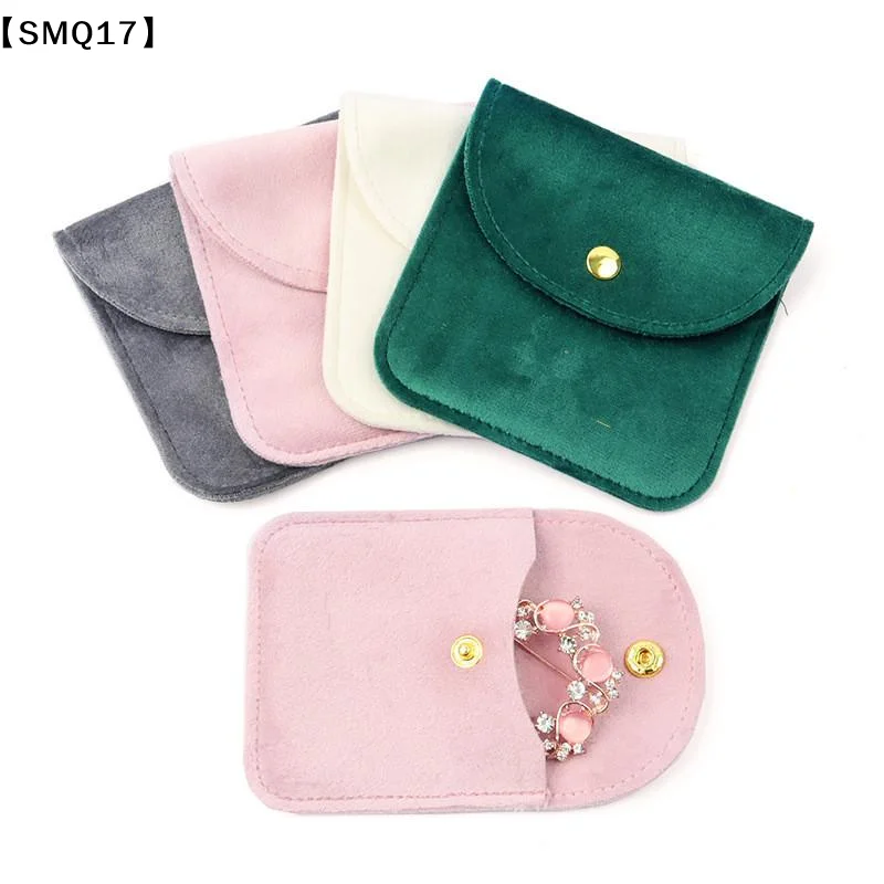 Jewellery Pouch Snap Button Soft Velvet Bag Envelope Jewelry Packaging Bag Wedding Gift Necklace Earrings Rings Storage Bag【SMQ】