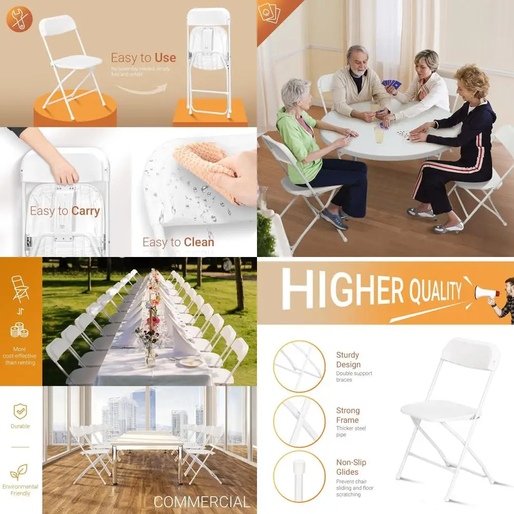 

Набор из 6 портативных складных стульев для улицы с металлическим каркасом и пластиковым сиденьем для мероприятий и обедов