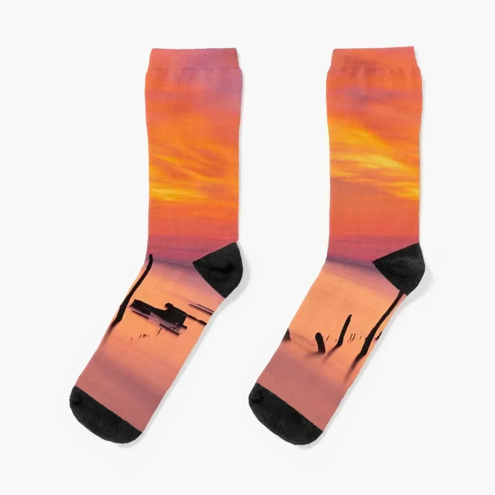 Beautiful Natural Sunset Near The Sea Socks Running Stockings short New year's Women's Socks Men's