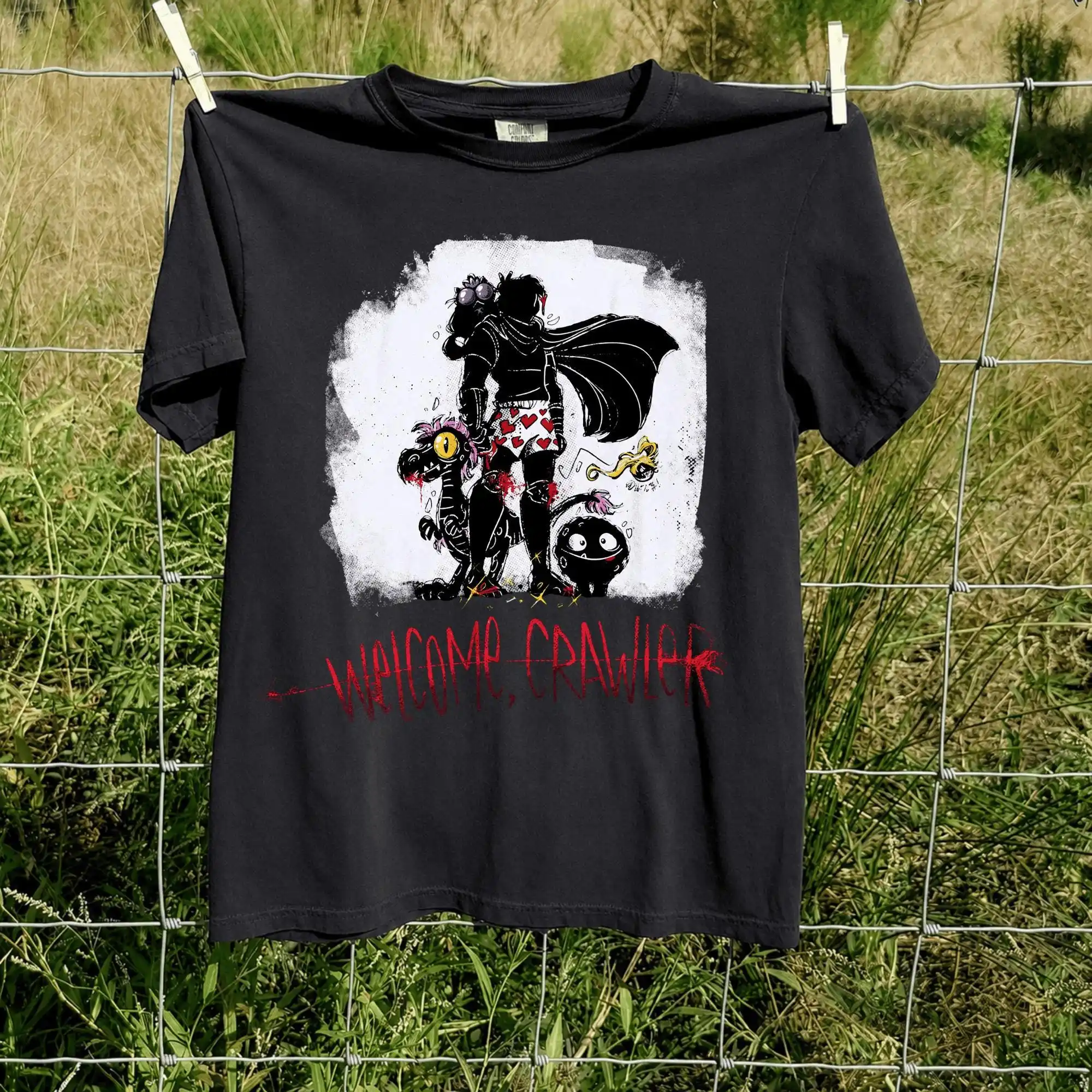 Dungeon Crawler Carl Welcome Crawler T-Shirt | Gothic Creature Art, Spooky Characters