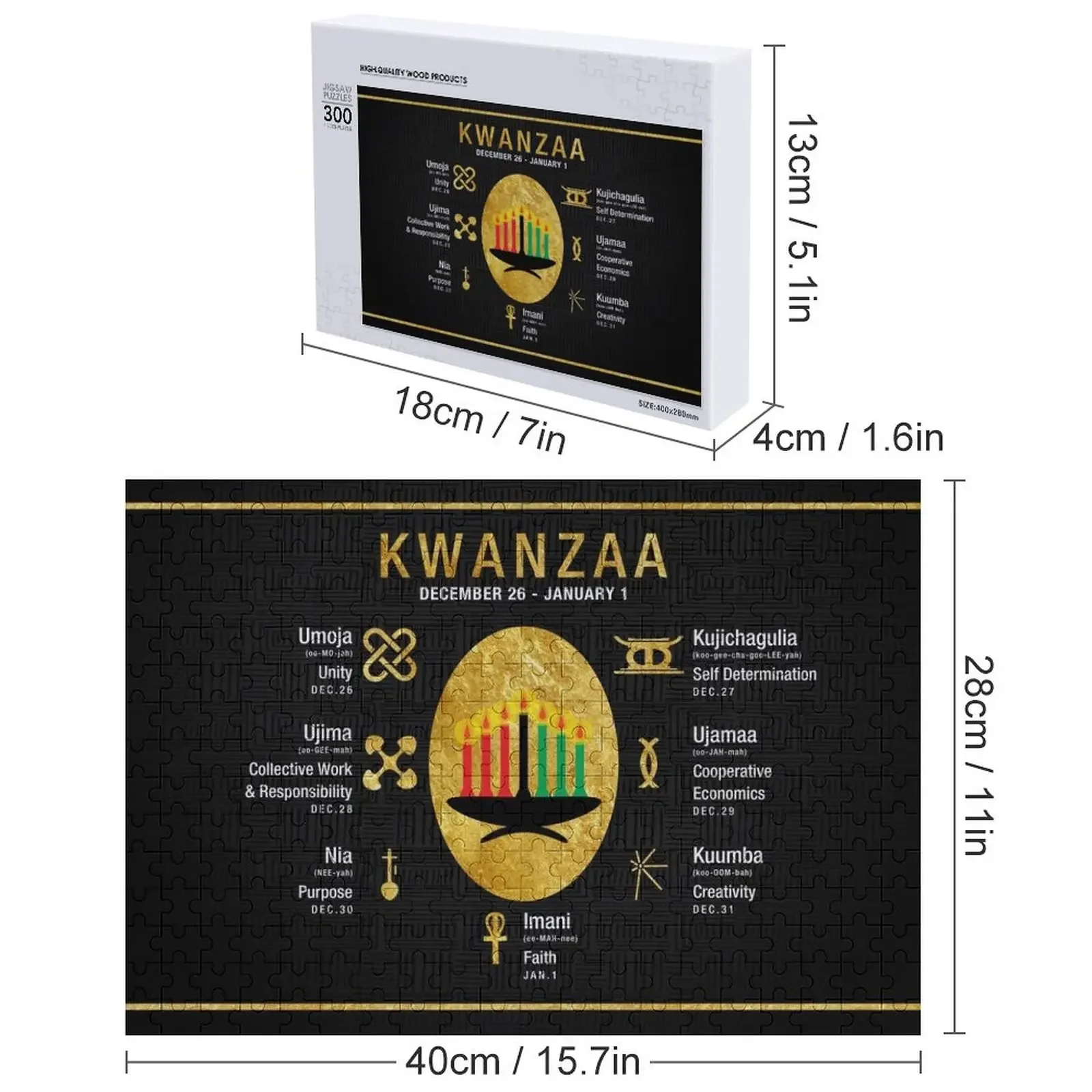 หลักการควานซ่า (นกูโซ ซาบา) เกมปริศนาจิ๊กซอว์สีดำและสีทอง ปริศนาภาพสำหรับเด็ก