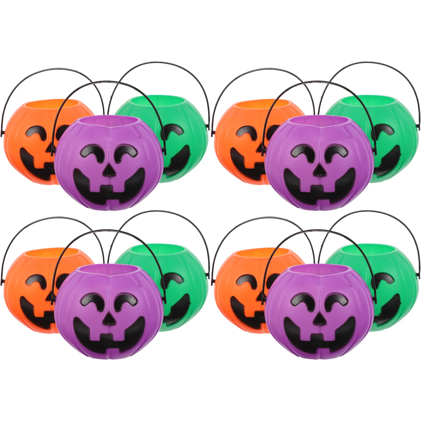 

12pcs Halloween Witch Jar Plastic Pumpkin Candy Bucket Mini Ghost Cauldron Trick Or Treat Holder Party Decor Storage Container