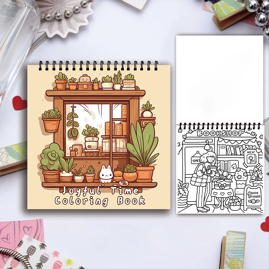 Livro para colorir Old Time - 8,27 x 8,27 polegadas Livro para colorir de 32 páginas - presente ideal para família ou amigos