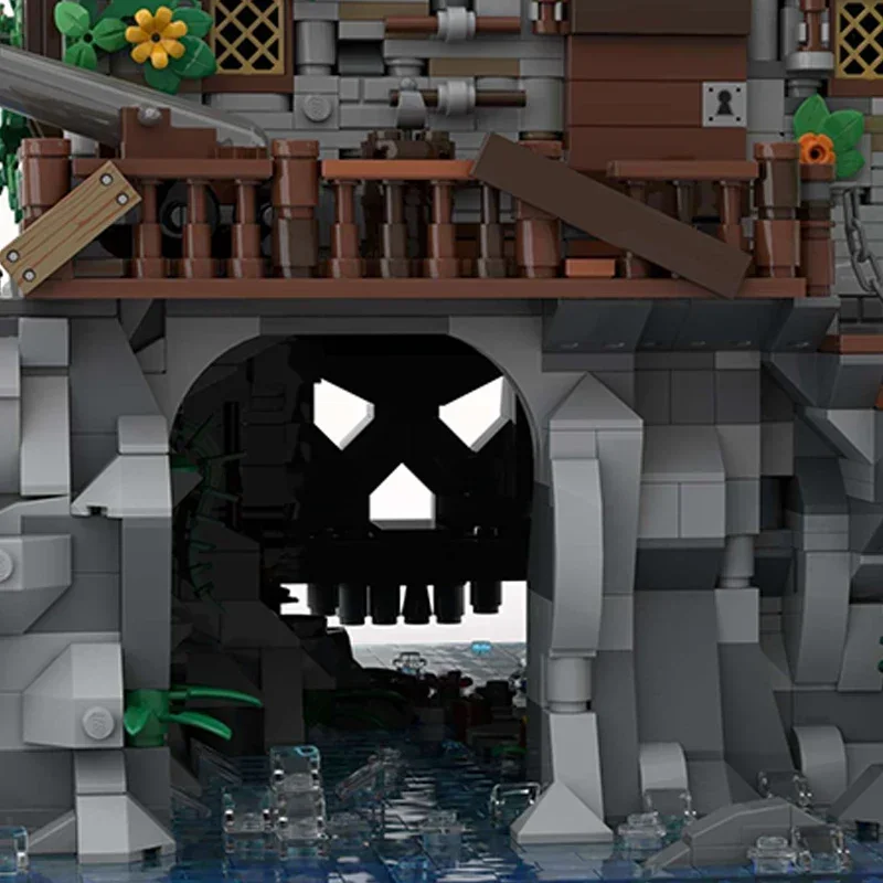 Modello medievale Moc Building Bricks Pirate Skull Island con tecnologia domestica blocchi modulari regalo giocattolo di natale set fai da te assemblaggio