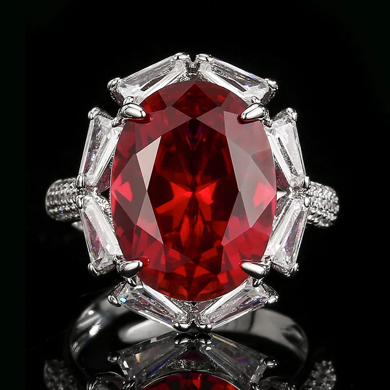 

Oval Cut Red Ruby for Women Adjustable Ring Necklace Earrings Luxury Wedding Bridal Vintage Jewelry Gift Dresses Accessories