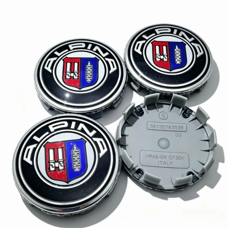 4er-Set Alpina Logo Emblem Radnabenkappen 68MM Clips 65MM Radnabenkappen Felgenabdeckungen Staubschutz Ersatz Autozubehör – Detail 7