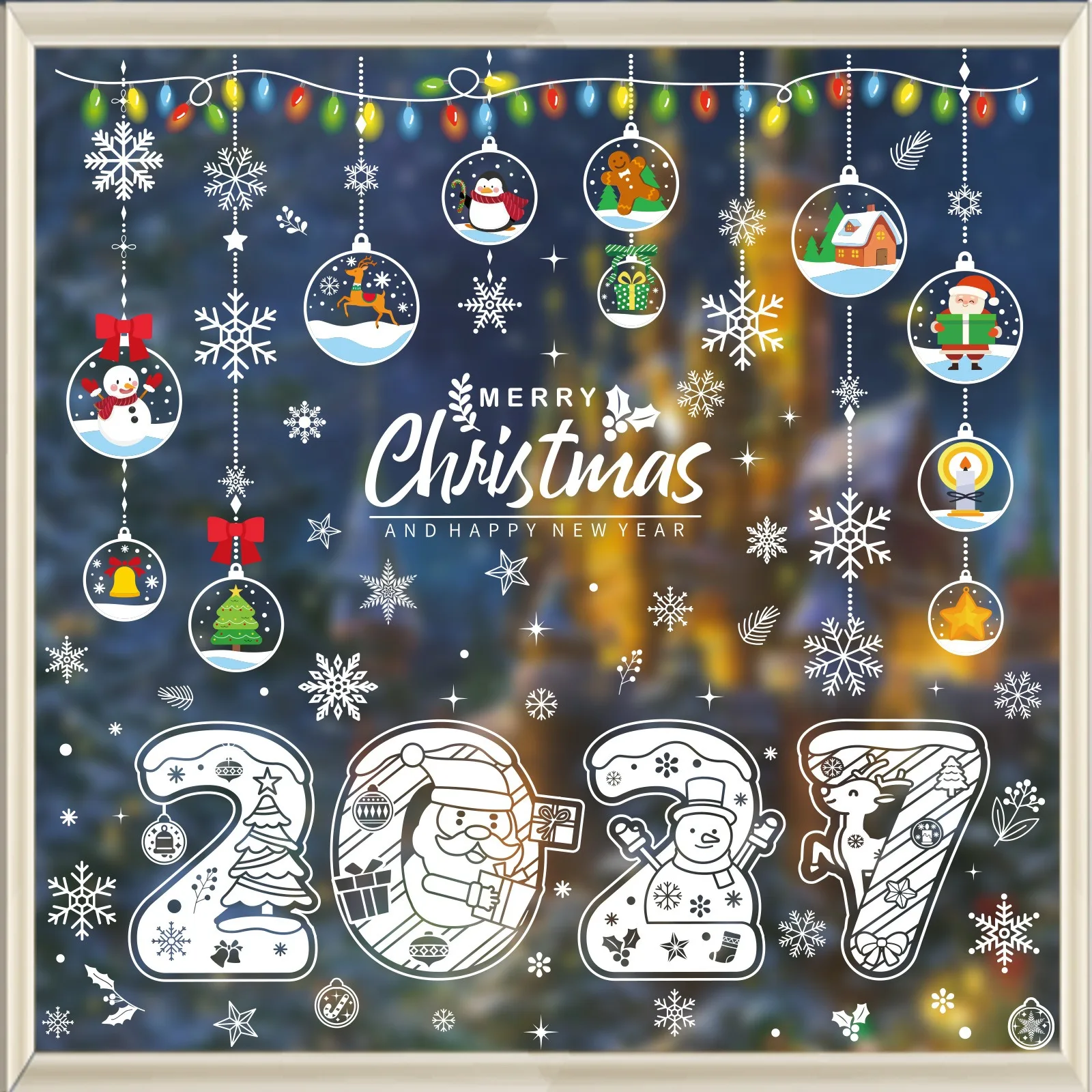Snowflake Window Decal - New Creative Christmas Window Stickers Santa