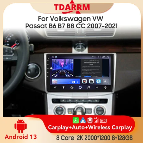 for Volkswagen VW Passat B6 B7 B8 CC 2007- 2021 Android 13.0 Multimedia Player Car Radio Wireless Carplay Auto Original Car Menu