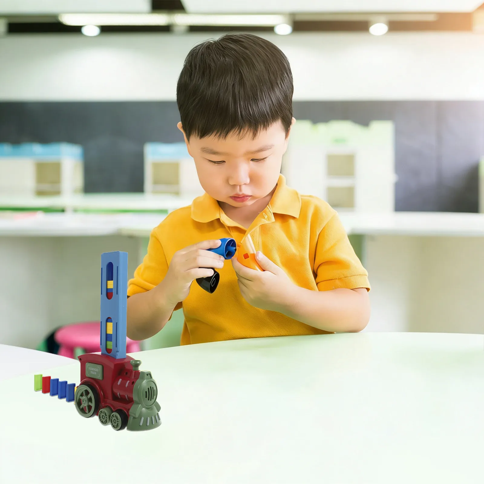 

1Set Bright Colorful Domino Train Set for Kids Safe Bpa-Free Material Enhances Color Recognition Hand-Eye Coordination Social