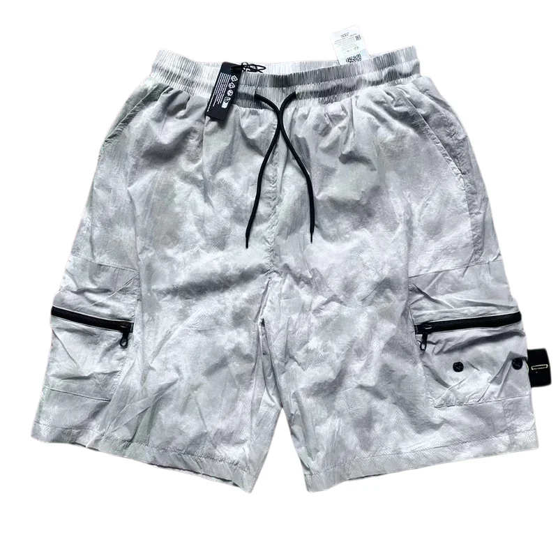 Shorts cargo 2026 Compass Patch Badge, style marque de luxe italienne, 3 étiquettes, pour homme, en nylon imprimé, multi-poches, pour la plage