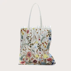 Fashion Lace Design Shoulder Bag Women's Large Capacity Handbags Purse Female Embroidered Floral Travel Shopper Tote